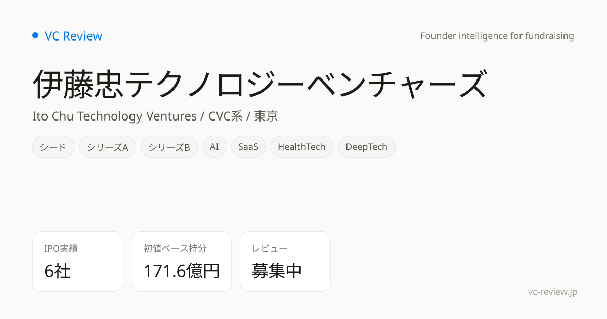 伊藤忠テクノロジーベンチャーズの評判・レビュー・投資実績 | VC Review
